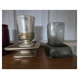 Collection of Ceramic and Metal Toothbrush Holders with Cups Collection of Ceramic and Metal Toothbrush Holders with Cups