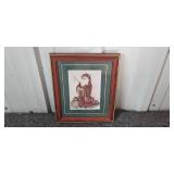 Lamp with Shade, 2 Framed Santa Prints, and Ornament Hangers Set Lamp with Shade, 2 Framed Santa Prints, and Ornament Hangers Set