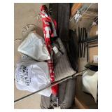 Outdoor Event Supplies Lot with Flags, Metal Stakes, and Disposable Booties Outdoor Event Supplies Lot with Flags, Metal Stakes, and Disposable Booties