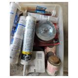 Assorted Plumbing Supplies with Caulk, Sealants, and Tools Assorted Plumbing Supplies with Caulk, Sealants, and Tools