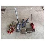 Automotive Shop Equipment Lot with Floor Jacks, Jack Stands, Dollies, and Straps Automotive Shop Equipment Lot with Floor Jacks, Jack Stands, Dollies, and Straps