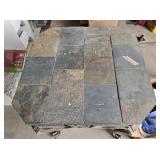 Square Slate Top Patio Table with Ornate Metal Base, 28 in x 26 in x 26 in Square Slate Top Patio Table with Ornate Metal Base, 28 in x 26 in x 26 in