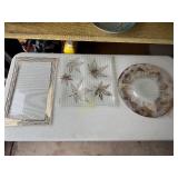 Fred Press Frosted Striped Glass Serving Plate Dish 22k Gold Leaves MCM VTG, Dorothy Thorpe Mid-century Chip And Dip Large Glass Tray, & Glass Rectangle Tray Fred Press Frosted Striped Glass Serving Plate Dish 22k Gold Leaves MCM VTG, Dorothy Thorpe Mid-century Chip And Dip Large Glass Tray, & Glass Rectangle Tray