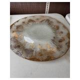 Fred Press Frosted Striped Glass Serving Plate Dish 22k Gold Leaves MCM VTG, Dorothy Thorpe Mid-century Chip And Dip Large Glass Tray, & Glass Rectangle Tray Fred Press Frosted Striped Glass Serving Plate Dish 22k Gold Leaves MCM VTG, Dorothy Thorpe Mid-century Chip And Dip Large Glass Tray, & Glass Rectangle Tray