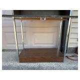 Excellent Mid-Century Chrome & Walnut Lighted Wet Bar & Etagere Excellent Mid-Century Chrome & Walnut Lighted Wet Bar & Etagere