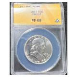 1957 US PROOF FRANKLIN HALF DOLLAR ANACS PF68 1957 US PROOF FRANKLIN HALF DOLLAR ANACS PF68