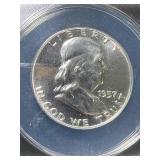 1957 US PROOF FRANKLIN HALF DOLLAR ANACS PF68 1957 US PROOF FRANKLIN HALF DOLLAR ANACS PF68