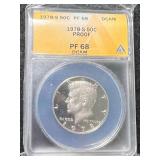 1978-S US PROOF KENNEDY HALF DOLLAR ANACS PF68DCAM 1978-S US PROOF KENNEDY HALF DOLLAR ANACS PF68DCAM