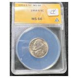 1954-S US JEFFERSON NICKEL ANACS MS66 1954-S US JEFFERSON NICKEL ANACS MS66