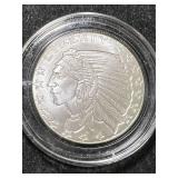 1 TROY OZ .999 FINE SILVER GOLD INDIAN DESIGNED ROUND IN AIRTITE 1 TROY OZ .999 FINE SILVER GOLD INDIAN DESIGNED ROUND IN AIRTITE