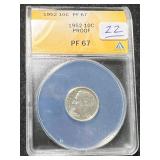 1952 US PROOF ROOSEVELT DIME ANACS PF67 1952 US PROOF ROOSEVELT DIME ANACS PF67