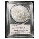 2020 AMERICAN SILVER EAGLE PCGS MS70 EMERGENCY ISSUE 2020 AMERICAN SILVER EAGLE PCGS MS70 EMERGENCY ISSUE