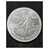 1 TROY OZ .999 FINE SILVER 1986 AMERICAN PROSPECTOR ROUND 1 TROY OZ .999 FINE SILVER 1986 AMERICAN PROSPECTOR ROUND