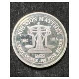 1 TROY OZ .999 FINE SILVER JOHNSON MATTHEY ROUND 1 TROY OZ .999 FINE SILVER JOHNSON MATTHEY ROUND