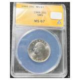 1966 US WASHINGTON QUARTER ANACS MS67 1966 US WASHINGTON QUARTER ANACS MS67