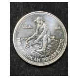1 TROY OZ .999 FINE SILVER 1984 AMERICAN PROSPECTOR ROUND 1 TROY OZ .999 FINE SILVER 1984 AMERICAN PROSPECTOR ROUND