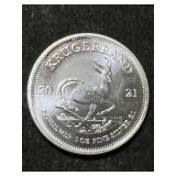 2021 SOUTH AFRICAN KRUGERRAND 1 TROY OZ .999 FINE SILVER 2021 SOUTH AFRICAN KRUGERRAND 1 TROY OZ .999 FINE SILVER