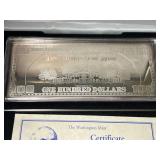 4 TROY OZ .999 FINE SILVER $100 BILL DESIGNED BAR 4 TROY OZ .999 FINE SILVER $100 BILL DESIGNED BAR