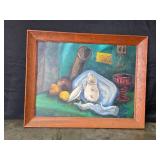 Framed Still Life Oil Painting Signed Dunne 22x27.5 Inches Framed Still Life Oil Painting Signed Dunne 22x27.5 Inches