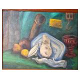 Framed Still Life Oil Painting Signed Dunne 22x27.5 Inches Framed Still Life Oil Painting Signed Dunne 22x27.5 Inches