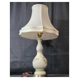 1930s Porcelain Table Lamp with Floral Motif and Shade 1930s Porcelain Table Lamp with Floral Motif and Shade