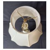 1930s Porcelain Table Lamp with Floral Motif and Shade 1930s Porcelain Table Lamp with Floral Motif and Shade