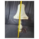1930s Porcelain Table Lamp with Floral Motif and Shade 1930s Porcelain Table Lamp with Floral Motif and Shade