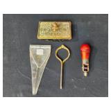 Vintage Sewing Tools and Ornate Brass Ink Blotter Set Vintage Sewing Tools and Ornate Brass Ink Blotter Set