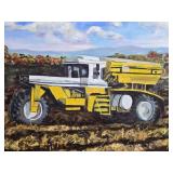 Framed Original Farm Tractor Painting Signed MFR 1997, 25x37 Inches Framed Original Farm Tractor Painting Signed MFR 1997, 25x37 Inches