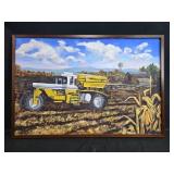 Framed Original Farm Tractor Painting Signed MFR 1997, 25x37 Inches Framed Original Farm Tractor Painting Signed MFR 1997, 25x37 Inches