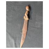 Pair of Vintage Knives Including Carved Wooden African Knife and Utility Knife Pair of Vintage Knives Including Carved Wooden African Knife and Utility Knife