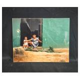 11x14 Photograph of Two Children Seated at Doorway 11x14 Photograph of Two Children Seated at Doorway