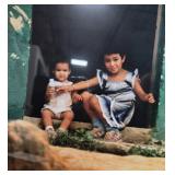 11x14 Photograph of Two Children Seated at Doorway 11x14 Photograph of Two Children Seated at Doorway