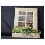 Rustic Window Frame Wall Mirror with Faux Greenery Planter Box Rustic Window Frame Wall Mirror with Faux Greenery Planter Box