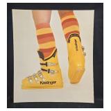 Vintage Kastinger Yellow Ski Boots with Striped Socks Poster Vintage Kastinger Yellow Ski Boots with Striped Socks Poster