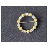 Marvella Circular Brooch with Faux Pearls and Rhinestones Marvella Circular Brooch with Faux Pearls and Rhinestones