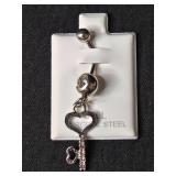 Trio of Jewelry: Surgical Steel Key Navel Ring, Charm Bangle, Turtle Beaded Bracelet Trio of Jewelry: Surgical Steel Key Navel Ring, Charm Bangle, Turtle Beaded Bracelet
