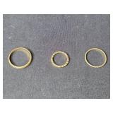 Set of 3 Gold Tone Rings, Sizes 4, 10.5, and 11.5 Set of 3 Gold Tone Rings, Sizes 4, 10.5, and 11.5
