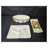 Decorative Basket with Liner, Kitten Towel, and Embroidered Puppy Towel Set Decorative Basket with Liner, Kitten Towel, and Embroidered Puppy Towel Set