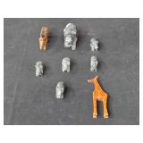 Set of 7 Hand-Carved Animal Figurines Stone and Wood Set of 7 Hand-Carved Animal Figurines Stone and Wood