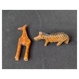 Set of 7 Hand-Carved Animal Figurines Stone and Wood Set of 7 Hand-Carved Animal Figurines Stone and Wood