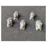 Set of 7 Hand-Carved Animal Figurines Stone and Wood Set of 7 Hand-Carved Animal Figurines Stone and Wood