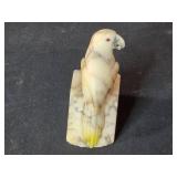 Pair of Vintage Sculptures: Alabaster Parrot Italy and Ceramic Fish Signed Pair of Vintage Sculptures: Alabaster Parrot Italy and Ceramic Fish Signed