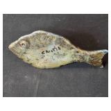 Pair of Vintage Sculptures: Alabaster Parrot Italy and Ceramic Fish Signed Pair of Vintage Sculptures: Alabaster Parrot Italy and Ceramic Fish Signed