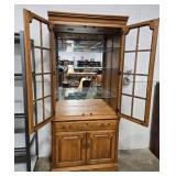 Oak China Cabinet Hutch with Glass Doors and Interior Shelves Oak China Cabinet Hutch with Glass Doors and Interior Shelves