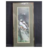Pair of Framed Annette Hartzell Puffin Art Prints Limited Edition 30x14 Inches Pair of Framed Annette Hartzell Puffin Art Prints Limited Edition 30x14 Inches
