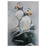 Pair of Framed Annette Hartzell Puffin Art Prints Limited Edition 30x14 Inches Pair of Framed Annette Hartzell Puffin Art Prints Limited Edition 30x14 Inches