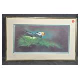 Framed Puffin Artwork by Annette Hartzell 1994, 12.5x20 Inches Framed Puffin Artwork by Annette Hartzell 1994, 12.5x20 Inches