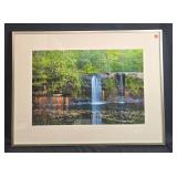 Framed Waterfall Landscape Art Print with Double Mat Framed Waterfall Landscape Art Print with Double Mat