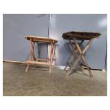 Pair of Wooden Folding Tray Tables with Hand-Painted Floral Designs Pair of Wooden Folding Tray Tables with Hand-Painted Floral Designs